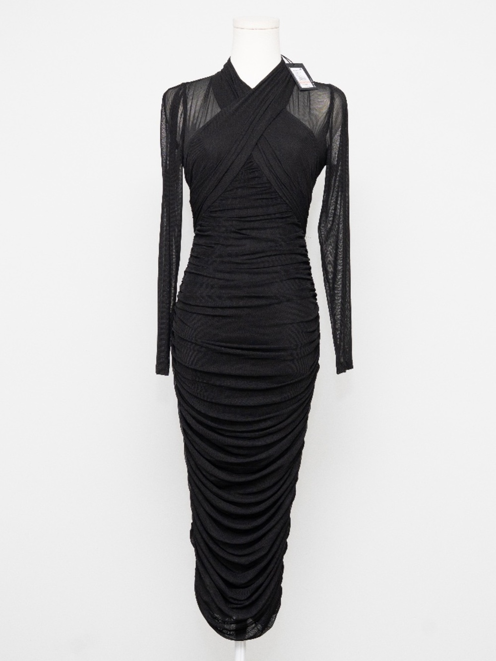 Kenneth Cole - Side Ruched Mesh Bodycon Dress - Picture 2 of 12